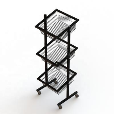 China Multi Tier Freestanding Black Wire Lockers Store Display Racks With Wheels for sale