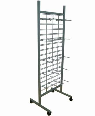 China Durable C8639 Two Sides Metal Floor Display Stand With Wire Hook for sale