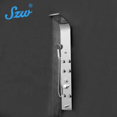 China Without Slide Bar Wall Mounted Shower Panel Column Towers Waterfall Spa Jets 304 Stainless Steel Shower Wall Panel Shower Panel for sale