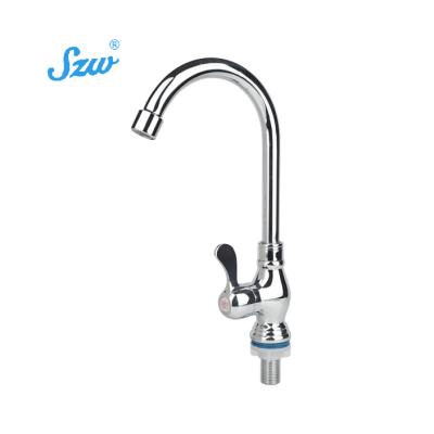 China Thermostatic Faucets Hot Seller Single Handle Chrome Polished Plating Single Cold Solid Brass Kitchen Faucet for sale