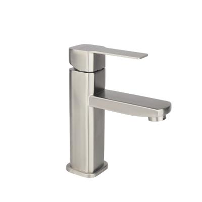 China High Quality Metered Faucet Square 18cm Stainless Steel Material 304SUS304 Basin Faucet for sale