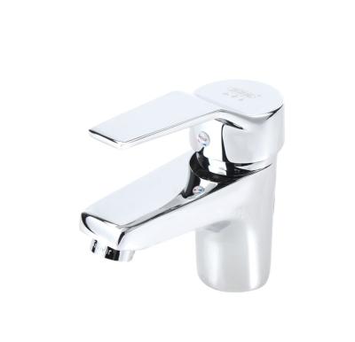 China Metered Faucets Single Hole Chrome Plated Polished Plated Hot Cold Water Mixer Basin Faucet for sale