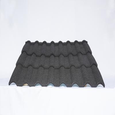 China Milan Roof Tile Construction Material UV Resistant High Quality Wind And Classic Metal Black Roof Tile for sale