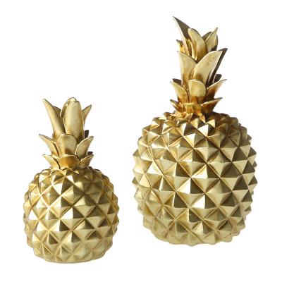 China Nordic Pineapple Shaped Figurine Decoration Gold Black Home Pineapple Opens Miniatures Gift Figurines for sale