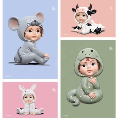 China New Waterproof+Eco-friendly Pattern Resin Switch Sticker With 3D Cartoon Style For Wall Decorations Lamp Switch Sticker Chinese 12 Zodiac for sale