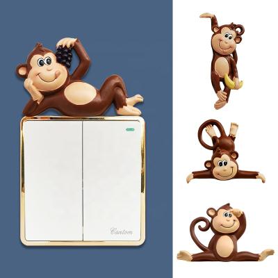 China Popular Waterproof+Eco-friendly Resin Monkey Design Cartoon Style For Kids Room Decorations New Switch Sticker Wall Decorations for sale