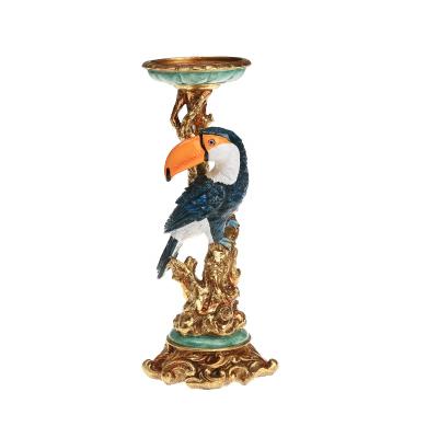 China ECO-frendly Colorful Resin Bird Candle Holder Candlestick Holder for Home Decoration Resin Arts and Crafts for sale