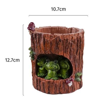 China Resin Pot Forest Tree Hole Tree Frogs Window Home Office Decoration Small Cute Succulent Ornament Art Gift for sale