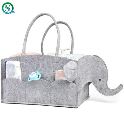 China Tote Bag Baby Diaper Caddy Basket Travel Storage Tote Bag Baby Shower Gift Nursery Organizer for Basics Felt Elephant for sale