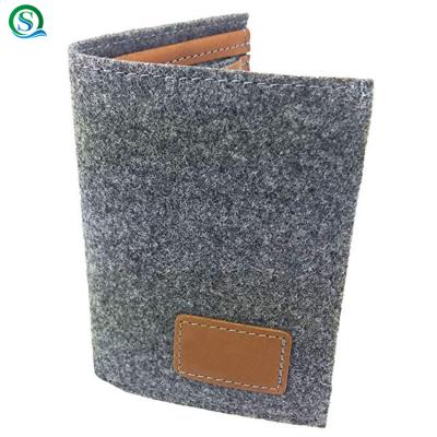 China Waterproof Handmade Bifold Felt Leather Wallet for Women Men Travel Purse Cash Payment Credit Card Organizer for sale