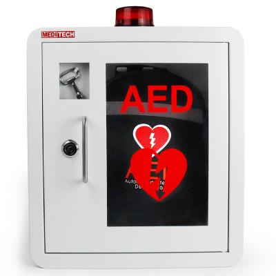 China Emergency Meditech AED Box with Key, Voice and Light Alarm Metal Automated External Defibrillator Cabinet for First Aid Device for sale