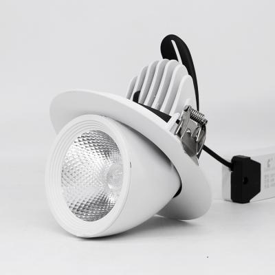 China Adjustable Steering LED Gimbal Downlight 30W COB Down Light 360 Rotatable eecessed Led Downlight for sale