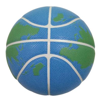 China Mens Womens Professional Basketballs Sporting Goods Customized White Moisture Leather Basketball Ball Screen Printed Line Style for sale