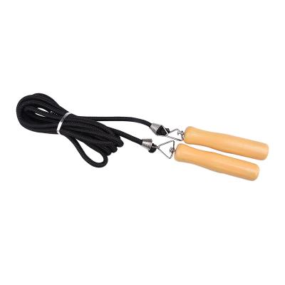 China Wooden Handle 2.8m Black Jumping Jump Rope Wooden Study Jump Rope With Cotton For Kids And Adult for sale