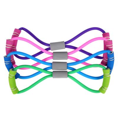 China Wholesale Elastic Yoga Rope Pull Up Exercise Pilates Yoga Bodybiulding Fitness Rope 8 Shape Resistance Band for sale