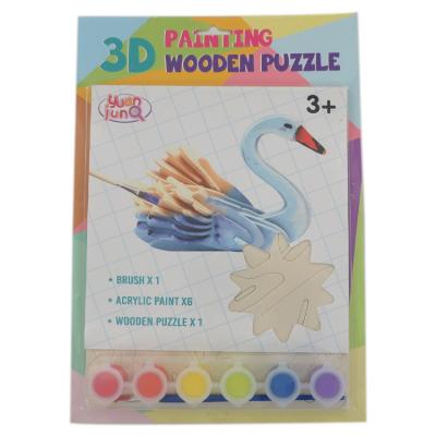 China Wodden Art Projects Craft Wood 3D Painting Wooden Puzzle For Kids Collect Painting DIY Animal Crafts Drawing Board Wood for sale