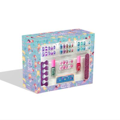 China Preschool Kids Toys Wholesale Customized Pure Cute Kids Set Kawaii Gel Nail Art Designs Stickers Nail Polish Set Kit For Kids Toy for sale