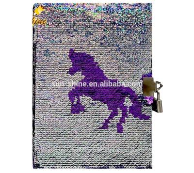 China Hardcover Promotion Diary Bling Glitter Notebook Diary with Lock for sale