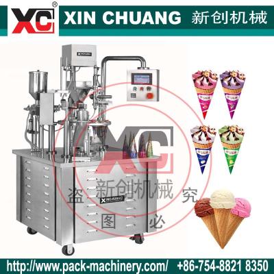 China Dairy Factory PLC Automatic Rotary Ice Cream Cone Filling Machines for sale