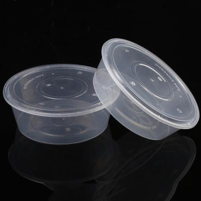 China Eco Friendly 1000ml Round PP Food Fruit Packing Eco Friendly Take Out Transparent Disposable Plastic Lunch Box With Lid For Restaurant for sale