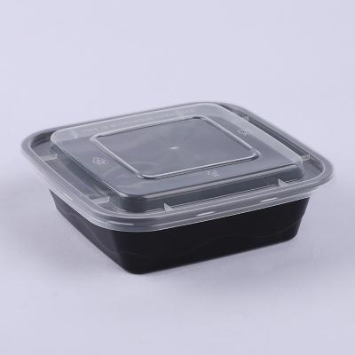 China PP Plastic Disposable Bowl Takeout Packing Box Thickened Black Plastic Round Basin Ice Cream PP Soup Bowl Square Rice 750ML for sale