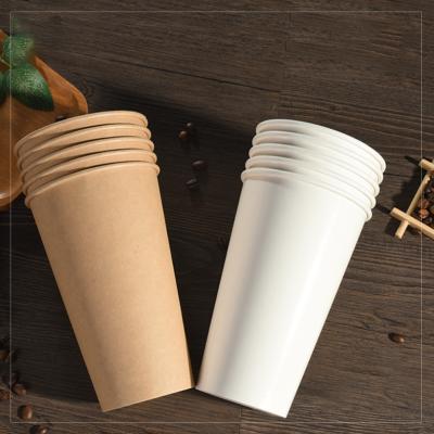 China Convenient Disposable Hot Cold Paper Cups White Paper Coffee Tea Milk Drink Cups Manufacturers Wholesale 16oz Cups for sale