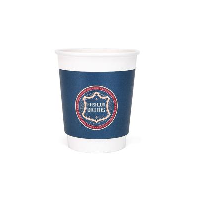 China Convenient Disposable Double Wall Paper Cup For Coffee Customized Printed Paper Cups With Lids 8oz Customize Logo for sale