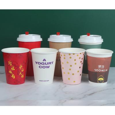 China 12oz-400ml Double Layer Convenient Custom Printed Disposable Drink Paper Cup Cavity Paper Cup Coffee Milk Tea Cup Customize Logo for sale