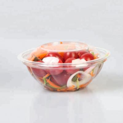 China Wholesale Recyclable Clear Portable PET Fancy Plastic Fruit Salad Eco-friendly Transparent Bowl To Go With Lid16oz for sale