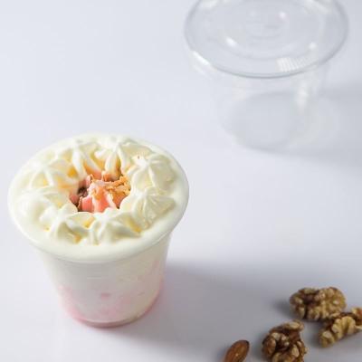 China Plastic-PET Customize Tea Milk Ice Cream Cup 8 oz Plastic Milk Tea Cup With Dome Lids Custom Printed Mug Shape for sale