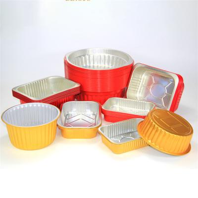 China Casual Cheap Price Food Aluminum Container Aluminum Foil Box With Heat Sealing Cover for sale