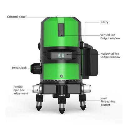 China Hot Sale Quality Green Beam 5 Lines Measuring Tools 3D Self Leveling Laser 13*13*19 for sale