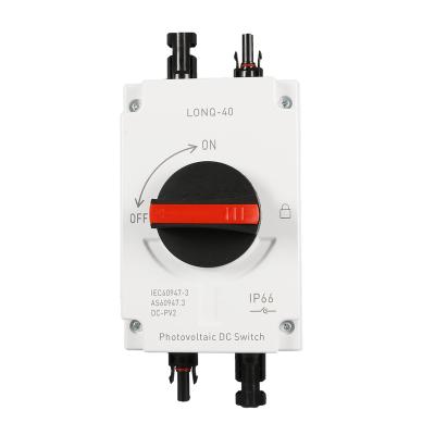 China Photovoltaic Switch 1000V 1200v 32A 16A Outdoor Waterproof IP66 DC PV Photovoltaic Electric Solar Insulator Switch LONQ-40 for sale