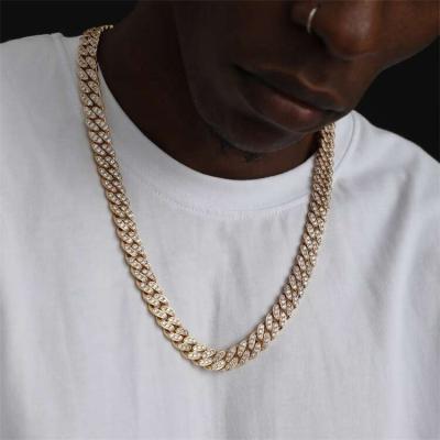 China 18k Gold Non-fading Finish Iced Out Thick Miami Cuban Link Chain Hip Hop Necklace CZ Miami Cuban Chain Necklace for sale