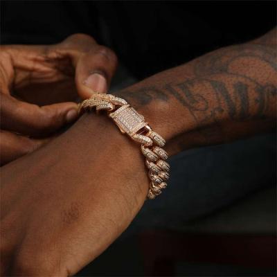 China 6 USD SHIPPING Iced Out Name Hip Hop Non-fading Solid CZ 14K 18K Gold Plated 10mm Sterling Silver Cuban Link Chain Bracelet For Women Men for sale