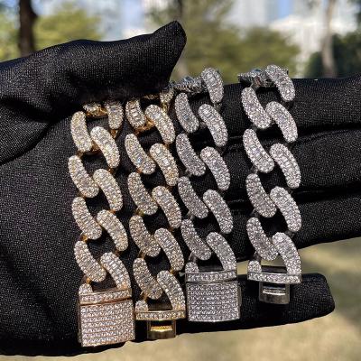 China 6 USD SHIPPING Iced Out Name Hip Hop Non-fading Solid CZ 14K 18K Gold Plated 10mm Sterling Silver Cuban Link Chain Bracelet For Women Men for sale