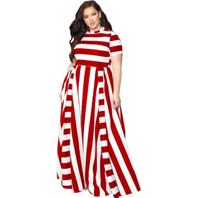 China Anti-static 2021 summer new casual loose striped dress plus-size dress for sale