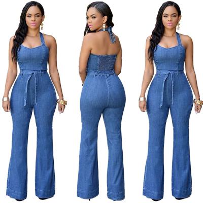 China Amazon Best Selling Women Wear Breathable Casual Slim Jeans Overalls With Belts for sale