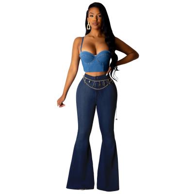 China 2021 Fashions Sustainable Wide Leg Pants Slim-Fitting Bell-Bottom Jeans for sale