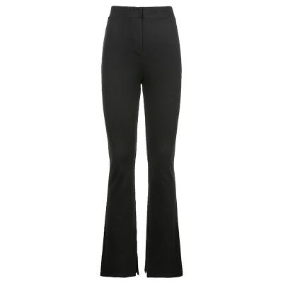 China New Women's Breathable Casual Sports High Waist Slim Bifurcated Stretch Flares Pants Solid Color for sale