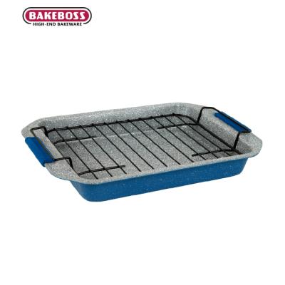 China Carbon Steel Disposable Classic Blue Turkey BAKEBOSS Baking Tray With Non Stand Stick Roasting Cooling Pan for sale