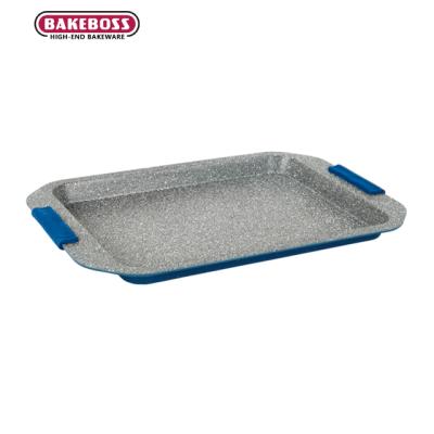 China BAKEBOSS Blue Rectangular Pizza Pan Baking Tray Disposable Aluminum Mat Baking Tray Baking Tray for sale