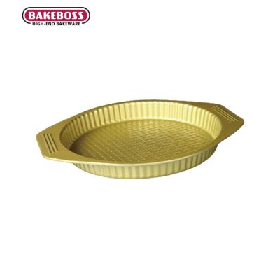 China Wholesale Home Kitchen Restaurant BAKEBOSS Round Carbon Steel Round Removable Loose Bottom Fluted Pie Pizza Pan for sale