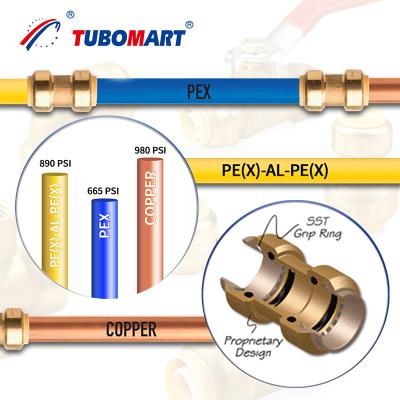 China Hydronische verwarming PN10 PN16 Pex Push Fittings Nickelgeplatte Push To Connect Fittings Te koop