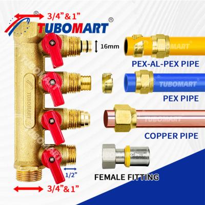 China 1/2 pulgadas de latón Pex Manifold 150 Psi para proyectos de plomería 200 ° F Temperatura máxima en venta