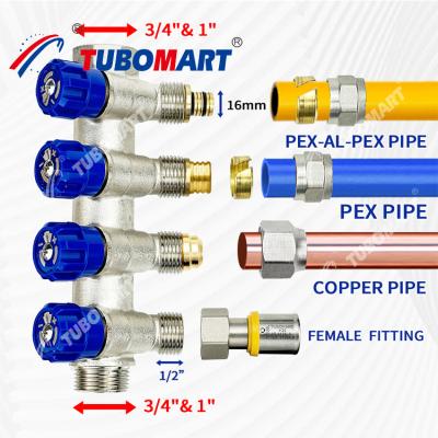 Cina Manifold di distribuzione dell'acqua in ottone Pex 2 - 12 sbocchi Manifold idraulico Pex in vendita