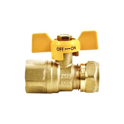 China OEM Brass Gas Nozzle Valve Butterfly Handle Brass Ball Valve For PEX-AL-PEX Pipe zu verkaufen