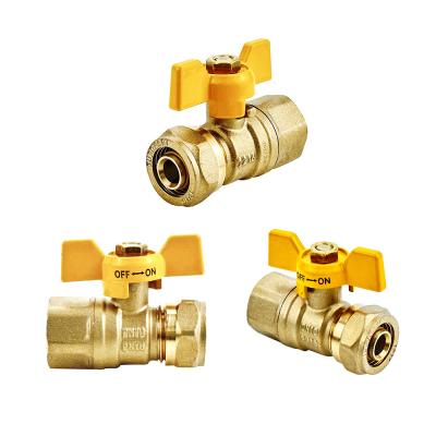 China SAI GLOBAL AS4617-2004 Brass Ball Valve With SAI Certificate And Yellow Handle Color zu verkaufen