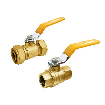 China Pipe Pex Fittings Brass Gas Valve Copper Ball Valve 1/2fm--2fm Brass Lockage Brass Gas Ball Valve Yellow for sale