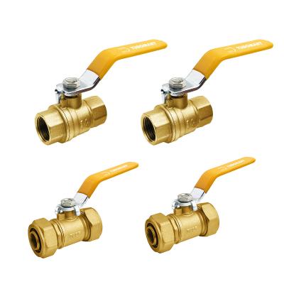 China Brass Ball Valves For Gas With Female / Male Connection Yellow Handle Certified SAI GLOBAL AS4617-2004 for sale